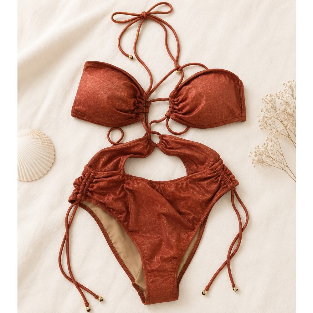NWT Victoria's Secret Women's Cutout Multiway Halter One-Piece Swimsuit Size M